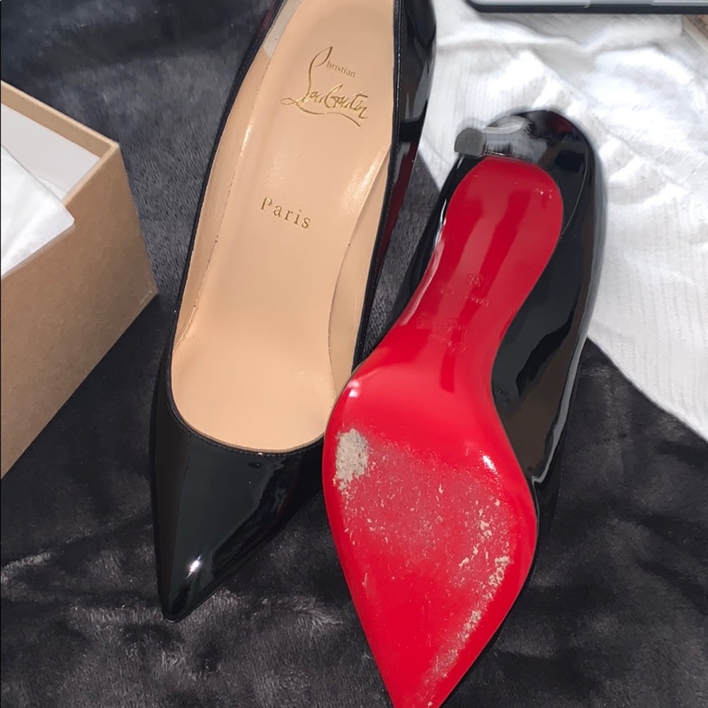 Black patent leather Christian Louboutins. Size 38